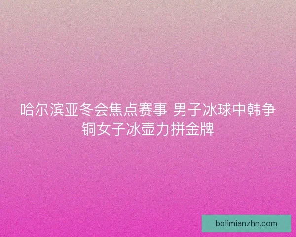 哈尔滨亚冬会焦点赛事 男子冰球中韩争铜女子冰壶力拼金牌