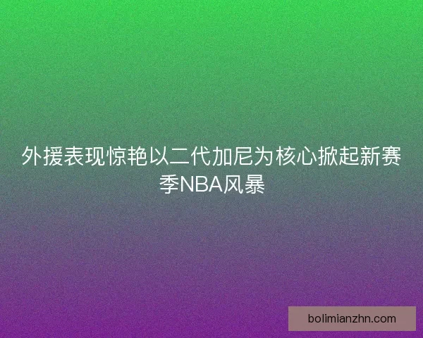 外援表现惊艳以二代加尼为核心掀起新赛季NBA风暴