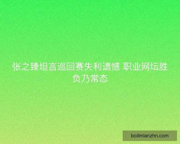 张之臻坦言巡回赛失利遗憾 职业网坛胜负乃常态